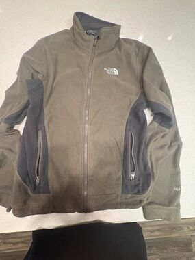 The North Face Olive Green and Black Full-Zip Fleece Jacket